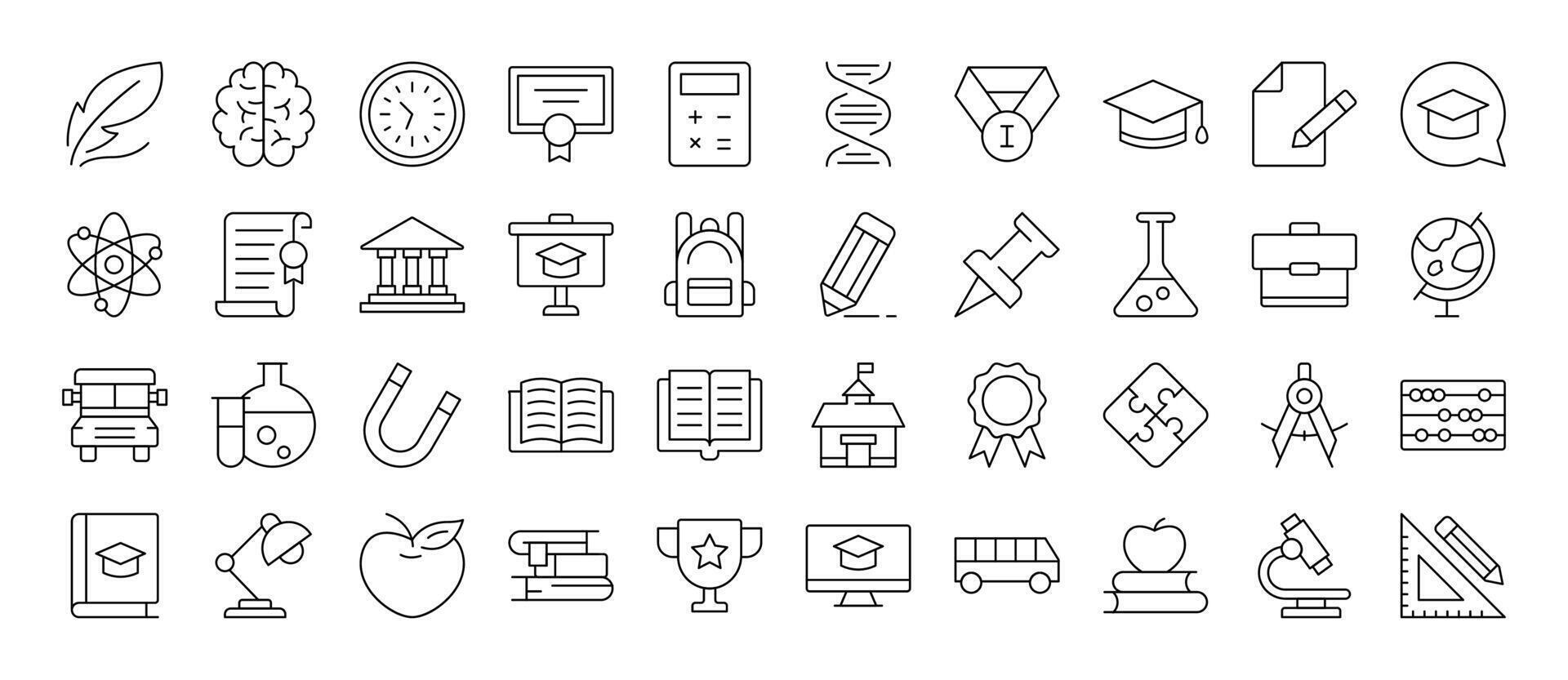 School, Student Book, University, Education Related Icon Set. Editable Stroke. Suitable for Web Sites, Books, Cards, Apps vector