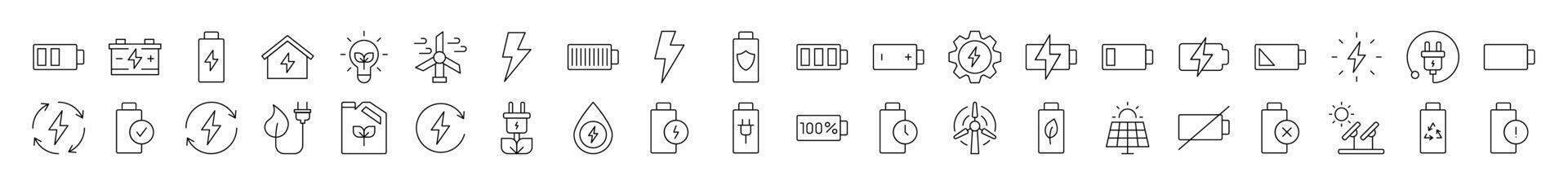 Ecology, Energy and Agriculture Outline Image Collection. Editable Stroke. Perfect for Infographics, Articles, Books, Flyers, Banners vector