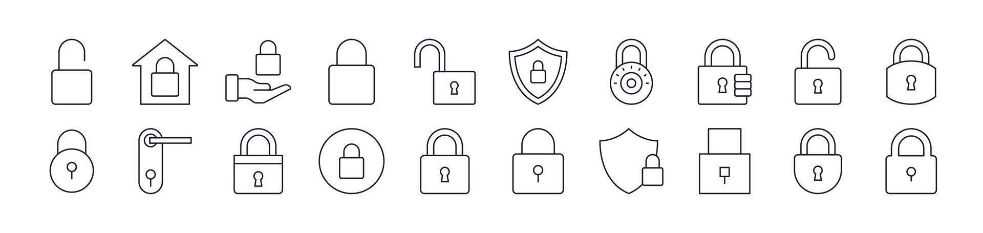 Simple Linear Icon of Lock. Editable Stroke. Minimalistic Linear Pictogram for Design of Cards, Apps, Banners, Posts vector