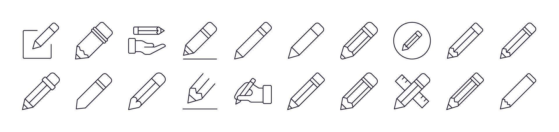 Pen Line Icon Collection. Editable Stroke. Minimalistic Linear Pictogram for Design of Cards, Apps, Banners, Posts vector