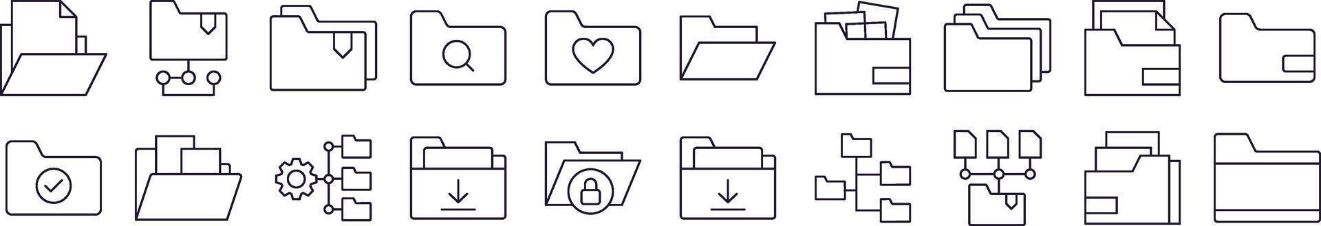 Simple Linear Icon of Computer Folder. Editable Stroke. Minimalistic Linear Pictogram for Design of Cards, Apps, Banners, Posts vector