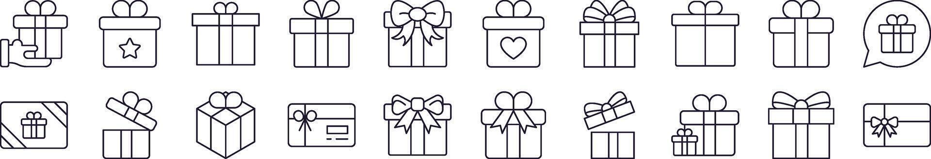 Simple Linear Icon of Giftbox, Box for Present. Editable Stroke. Minimalistic Linear Pictogram for Design of Cards, Apps, Banners, Posts vector