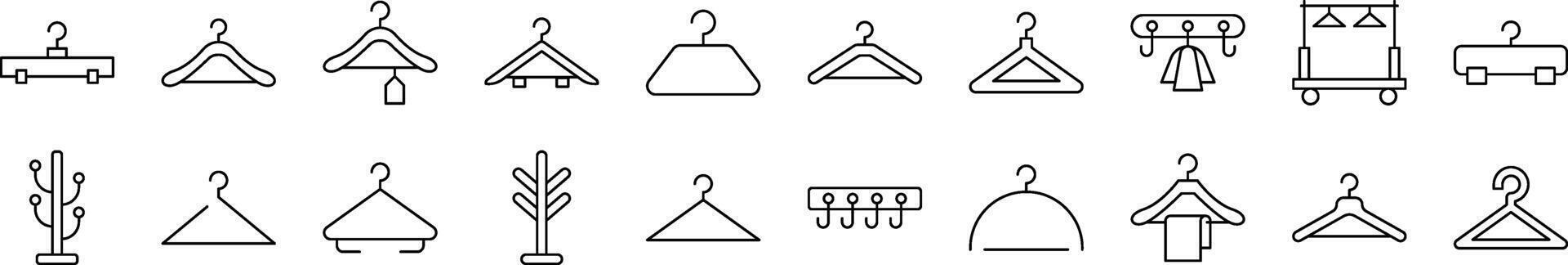 Bundle of Line Icons of Clothing Hanger. Editable Stroke. Minimalistic Linear Pictogram for Design of Cards, Apps, Banners, Posts vector