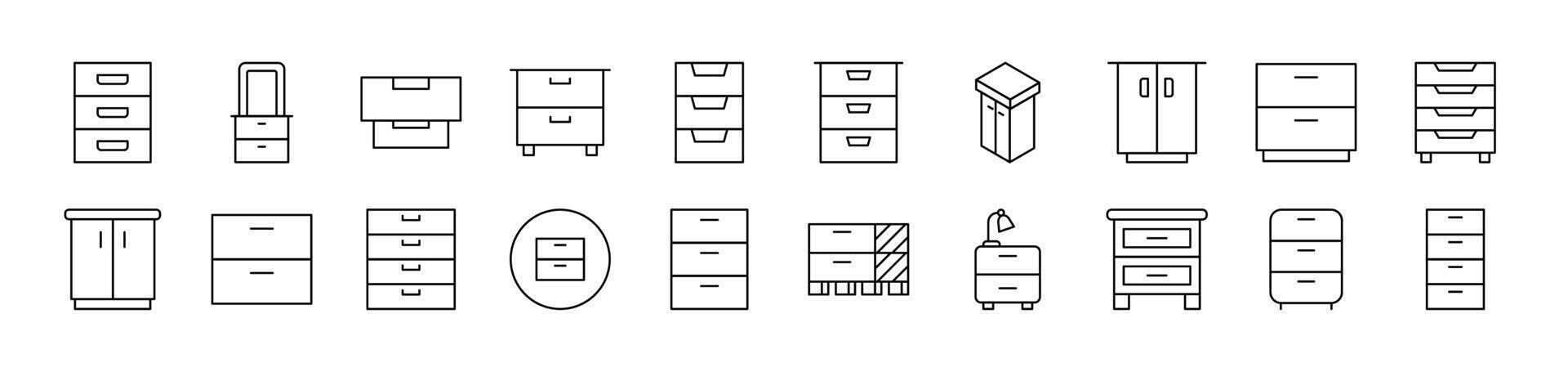 Closet Pack of Thin Icons. Editable Stroke. Suitable for Web Sites, Books, Cards, Apps vector