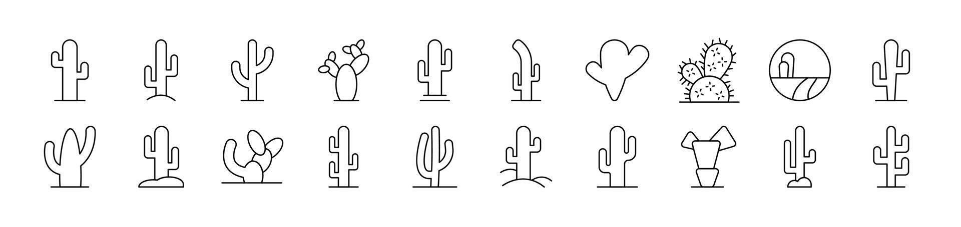 Cactus and Succulent Related Line Icons for Web Sites, Books, Cards, Apps. Editable Stroke. Suitable for Web Sites, Books, Cards, Apps vector
