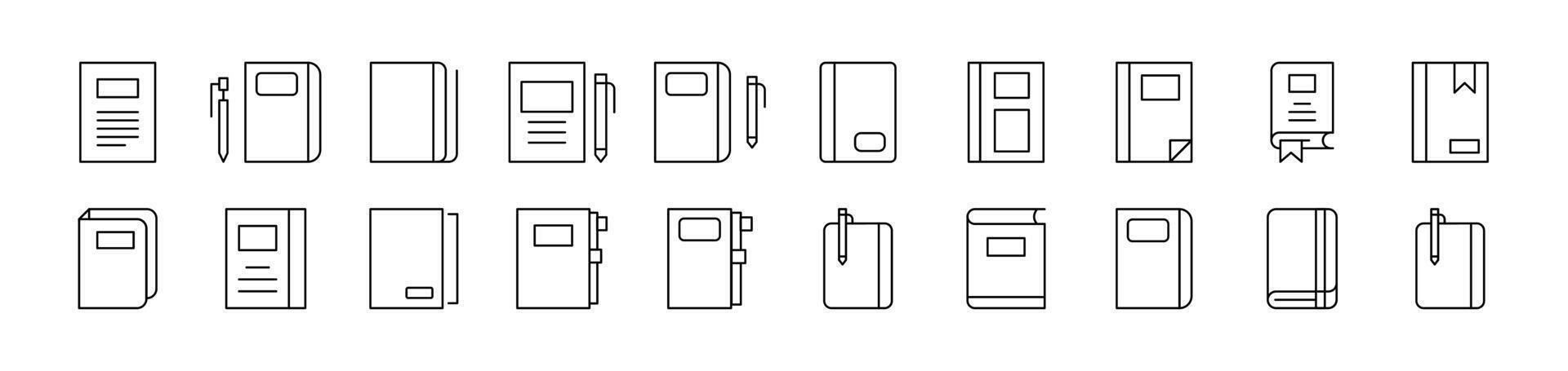 Notebook, Book for Notes Related Line Icons for Web Sites, Books, Cards, Apps. Editable Stroke. Suitable for Web Sites, Books, Cards, Apps vector