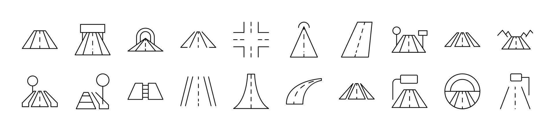 Road Related Line Icons for Web Sites, Books, Cards, Apps. Editable Stroke. Suitable for Web Sites, Books, Cards, Apps vector