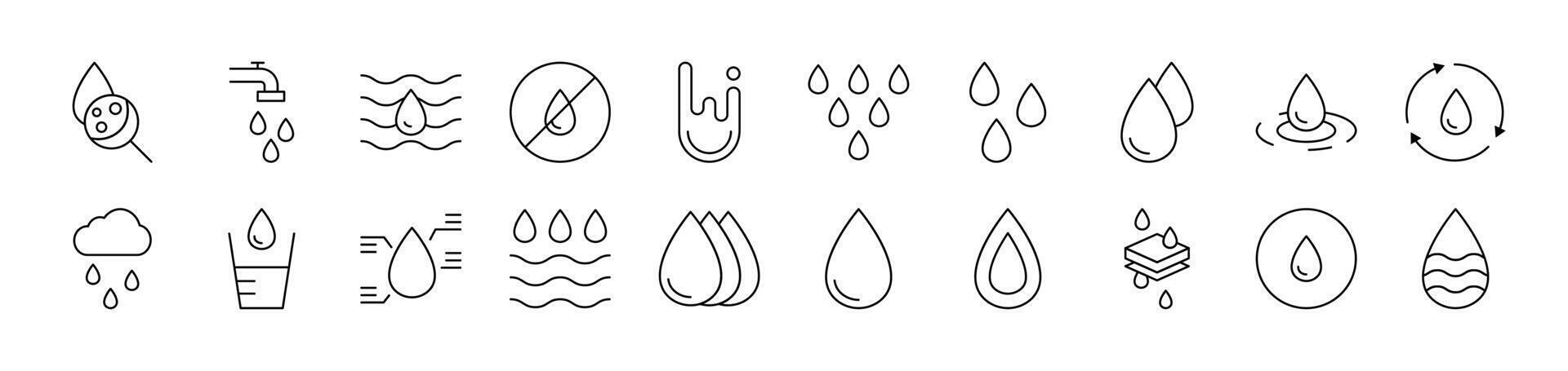 Water Simple Isolated Line Icons Collection. Editable Stroke. Suitable for Web Sites, Books, Cards, Apps vector
