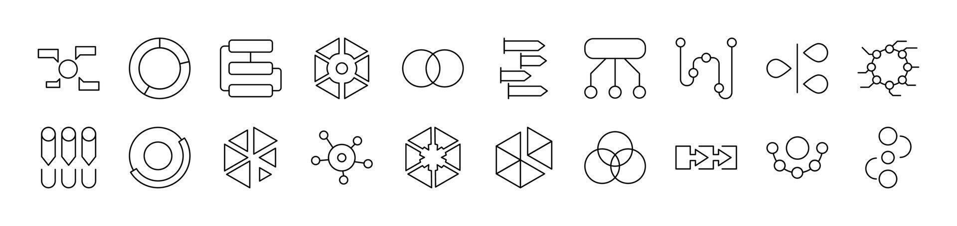 Hierarchy Icon Set for UI, Placards, Books, Apps. Editable Stroke. Suitable for Web Sites, Books, Cards, Apps vector