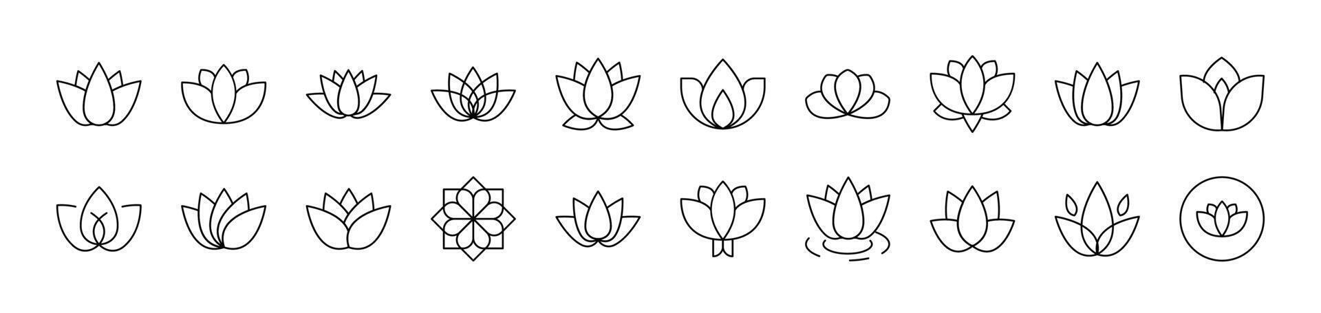 Flower Outline Simple Linear Image Collection. Editable Stroke. Suitable for Web Sites, Books, Cards, Apps vector
