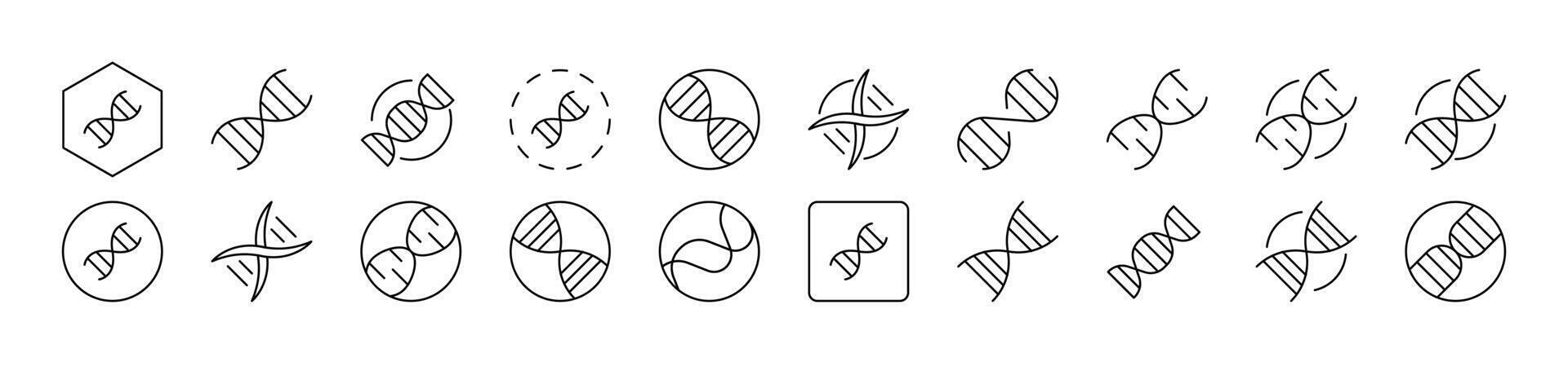 DNA Related Icon Set. Editable Stroke. Suitable for Web Sites, Books, Cards, Apps vector