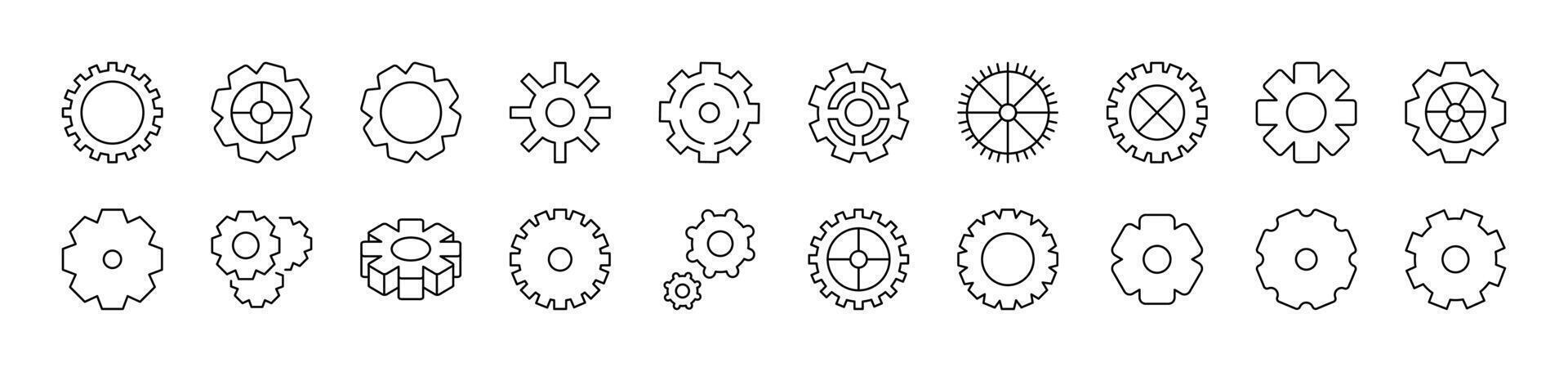 Gear and Cogwheel as Mechanism Outline Image Collection. Editable Stroke. Perfect for Infographics, Articles, Books, Flyers, Banners vector