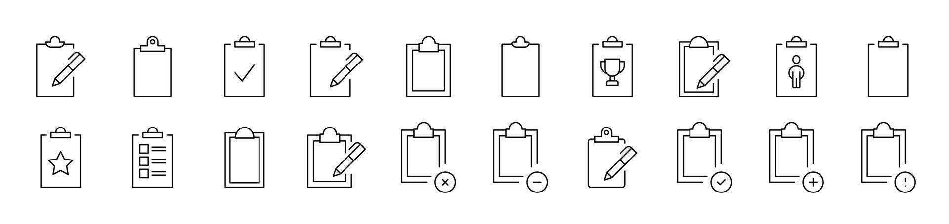 Clipboard Related Image Collection. Editable Stroke. Perfect for Infographics, Articles, Books, Flyers, Banners vector
