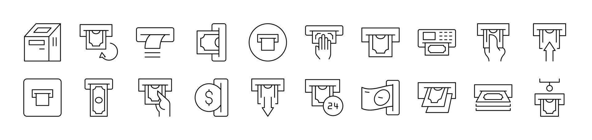 Cash Money Outline Icon Collection. Editable Stroke. Perfect for Infographics, Articles, Books, Flyers, Banners vector