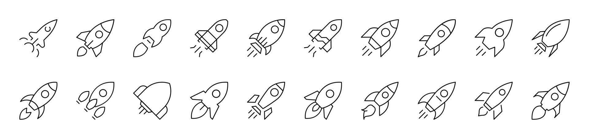 Spaceship Picture Collection. Editable Stroke. Perfect for Infographics, Articles, Books, Flyers, Banners vector