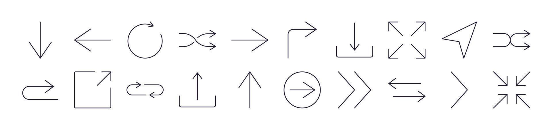 Arrows Up, Down, Right and Left Picture Collection. Editable Stroke. Perfect for Infographics, Articles, Books, Flyers, Banners vector