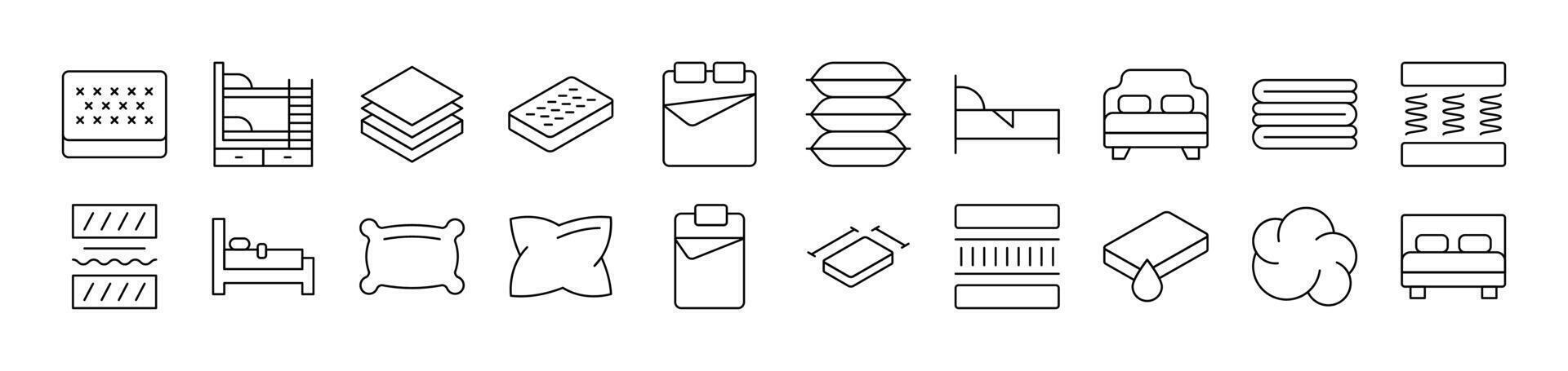 Pillow, Cushion Simple Icon Collection. Editable Stroke. Perfect for Infographics, Articles, Books, Flyers, Banners vector