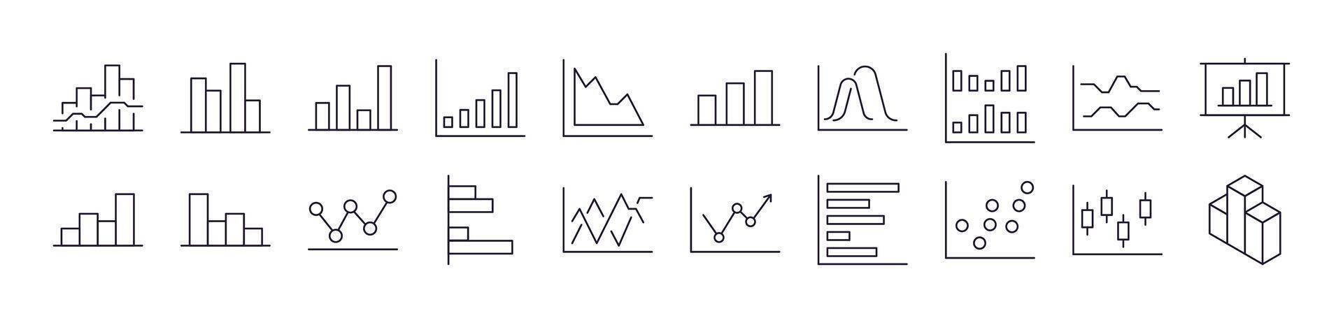 Progress Bar, Growth, Diagram Picture Collection. Editable Stroke. Perfect for Infographics, Articles, Books, Flyers, Banners vector