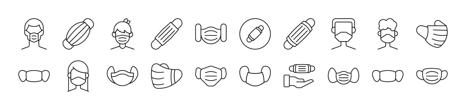 Collection of Signs of Medical Face Mask for apps, web sites, banners, infographics and other types of design vector