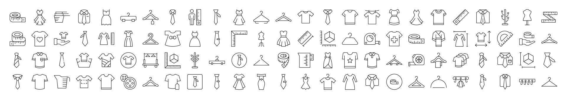 Sewing and Garment Thin Line Icon Set. Editable Stroke. Suitable for Banners, Cards, Social Networks, Apps vector