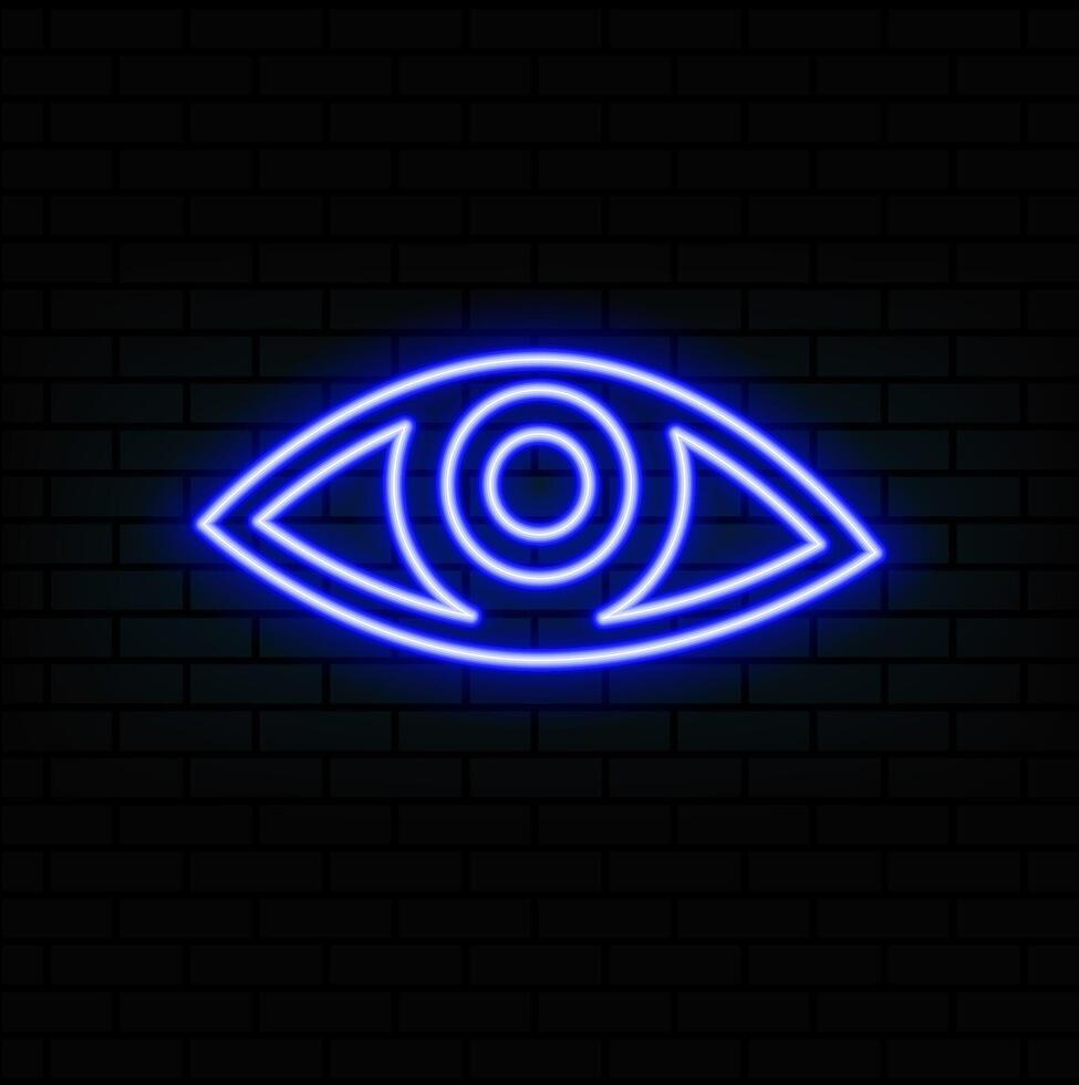 Eye Neon Sign. Illustration of Medical Human Health Objects..blue vector
