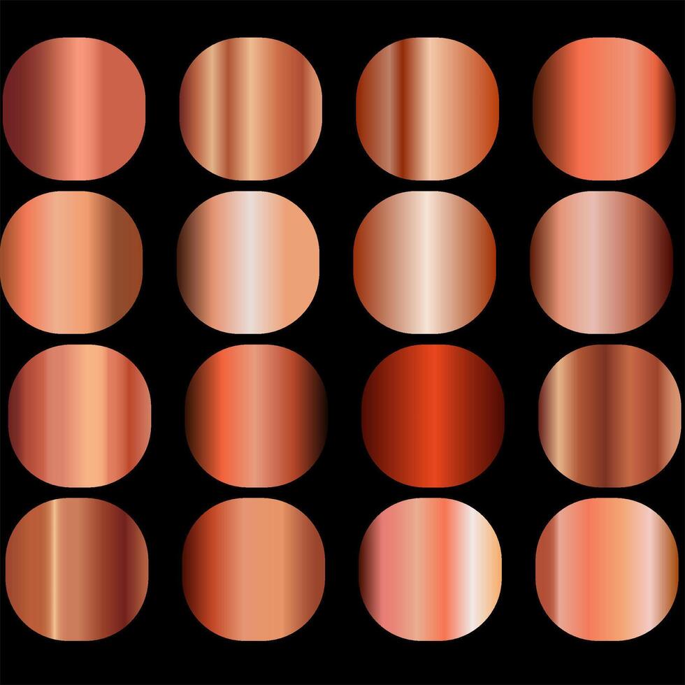 Collection of bronze metallic gradient illustration vector