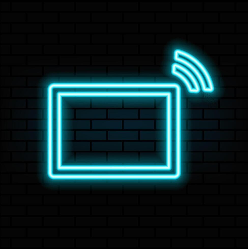 Neon tablet icon. Glowing neon tablet sign, set of isolated device in different vivid colors. Bright icon, sign, symbol for UI design. Mobile device and gadget. illustration.blue vector