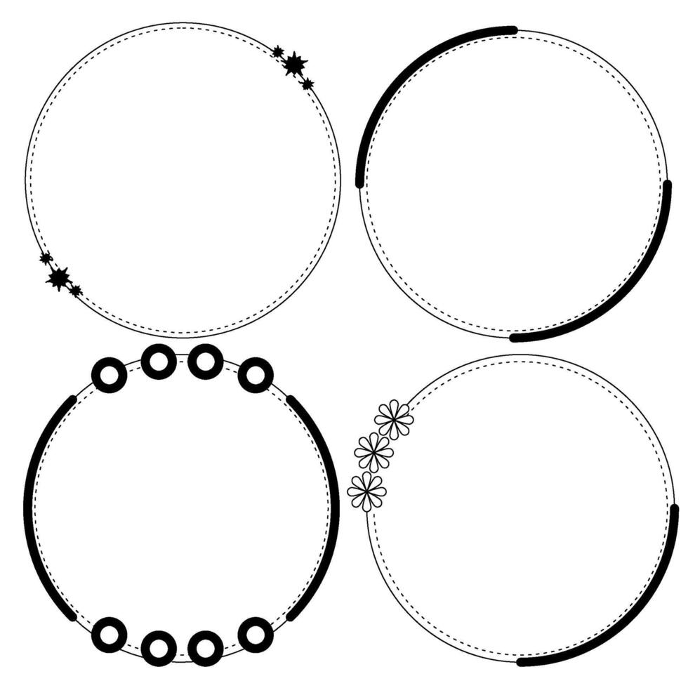 frame set create from circle shape with ,black line. vector