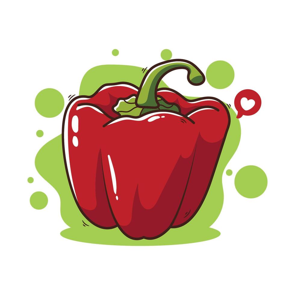 Red bell pepper isolated on white background. illustration in cartoon style. vector