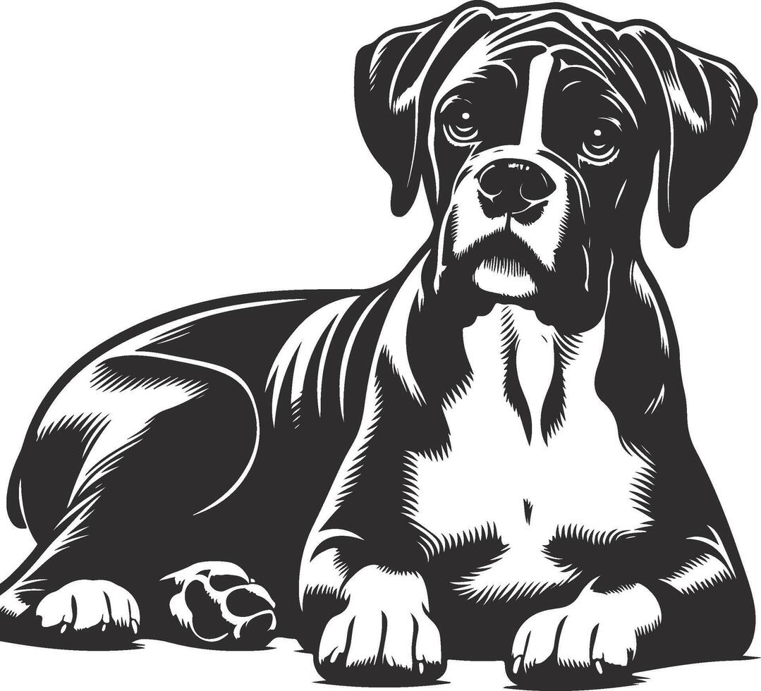 Boxer Dog isolated outlined illustration vector