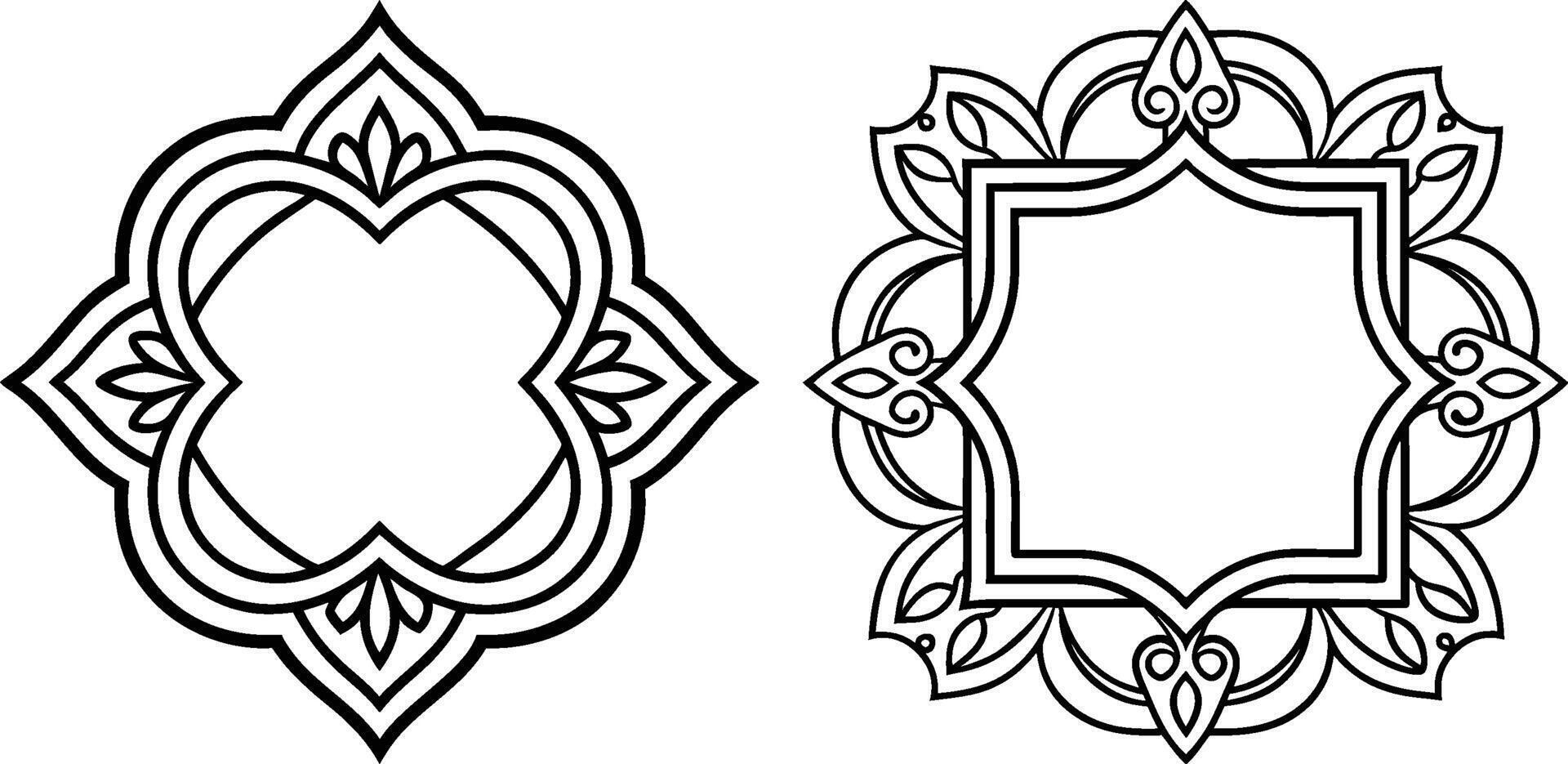 Two ornate frames with a border and a border vector
