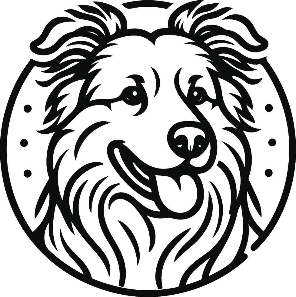 Portrait of a Australian Shepherd Dog isolated on white background, vector
