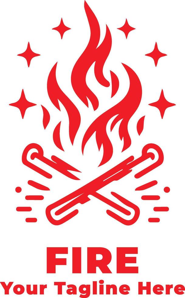 Simple Fire Logo Design With Red Concept vector