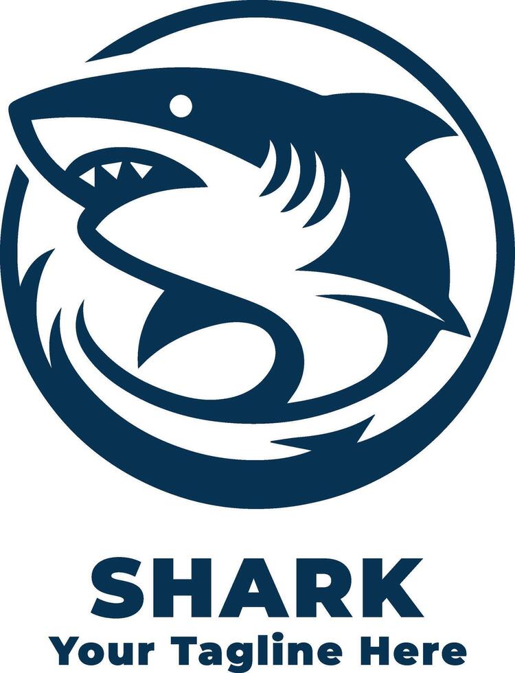 Simple Logo Shark Illustration With Flat Background vector