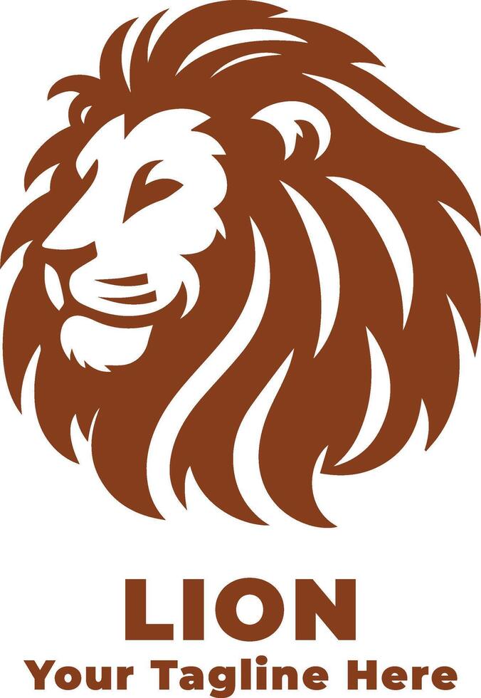 Simple Logo Lion Design With Brown Concept vector