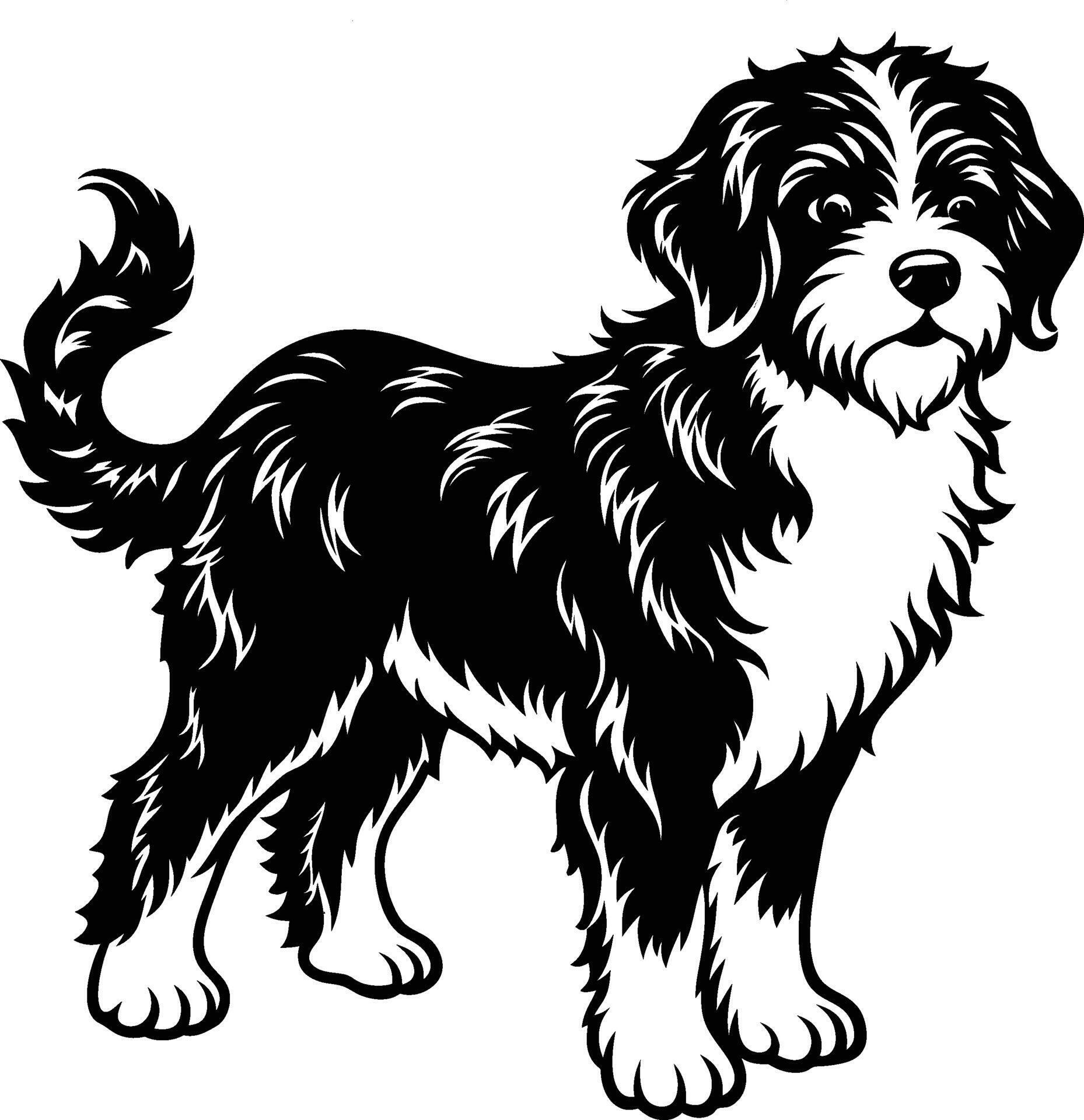 A black and white dog standing on a white background 51532029 Vector