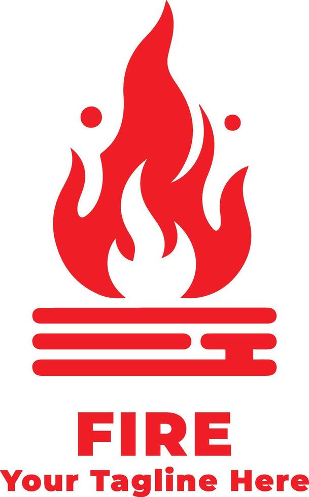 Simple Fire Logo Illustration With Red Concept vector