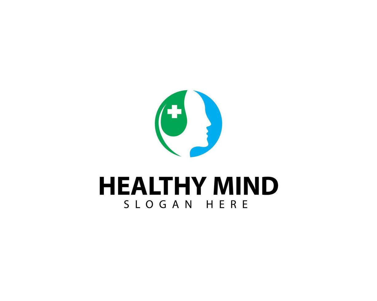 Healthy Mind Logo Design Creative Modern Head and Leaf Symbol Concept. vector