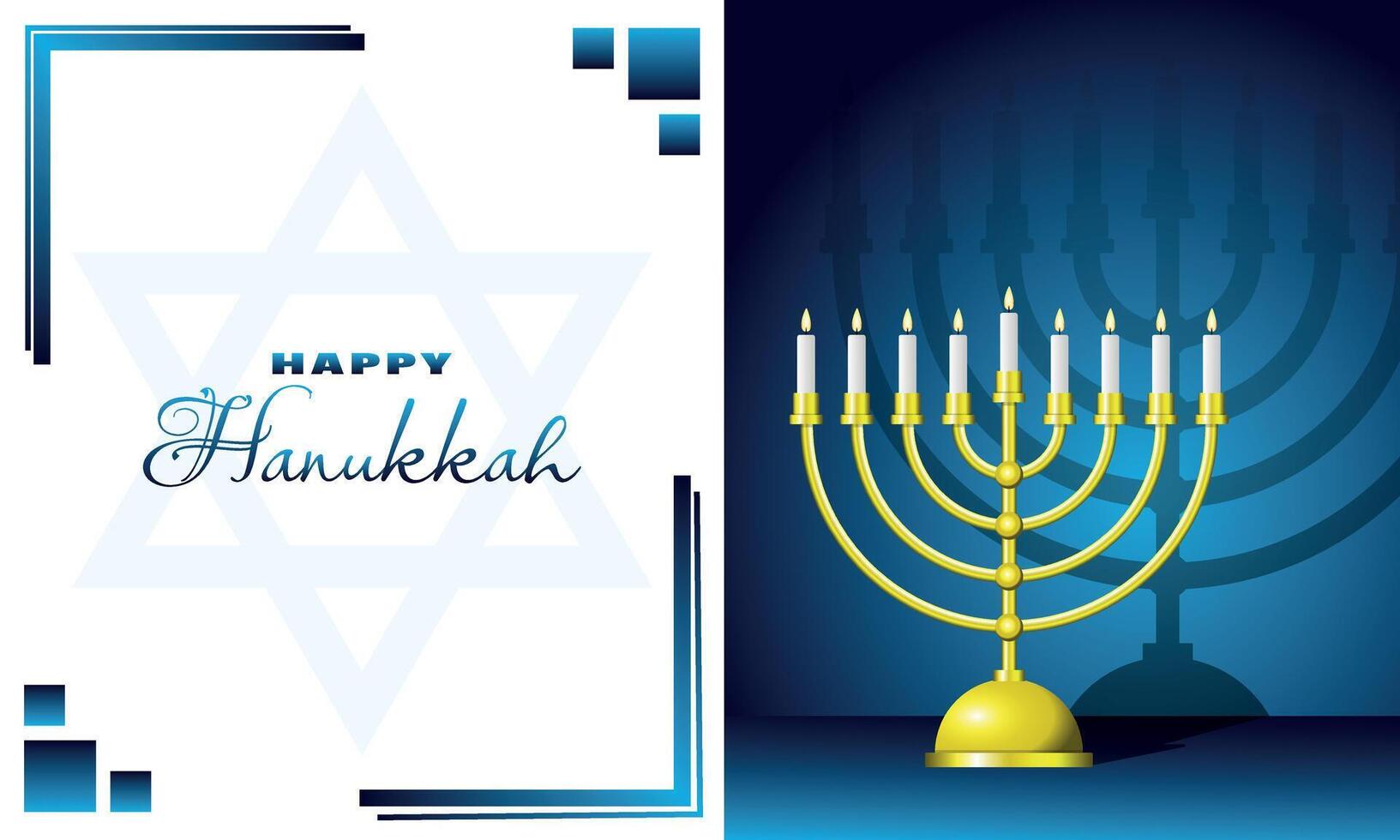 Happy Hanukkah poster with gold chandelier in the dark vector