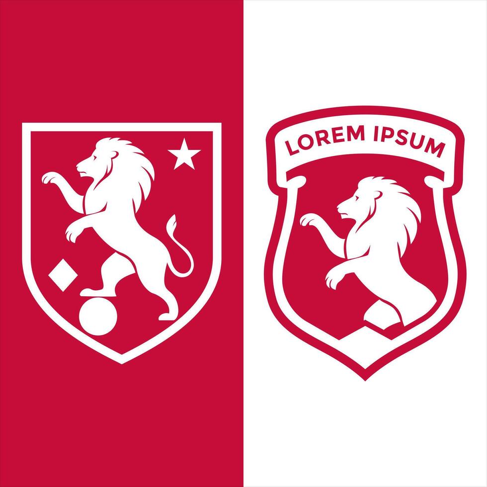 vintage logo of a lion standing inside a shield vector