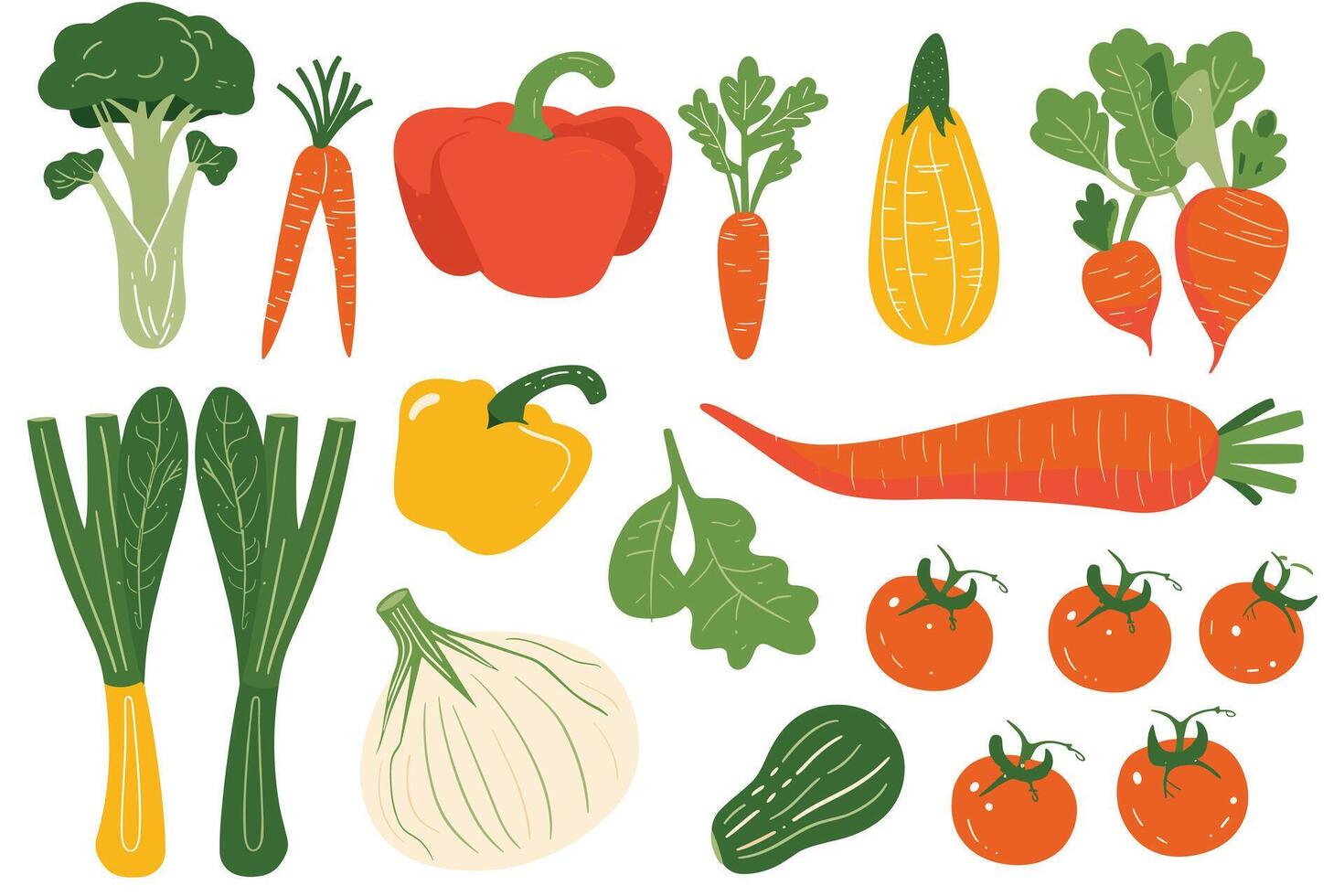 Set of various kinds of vegetable, isolated on a white background. vector