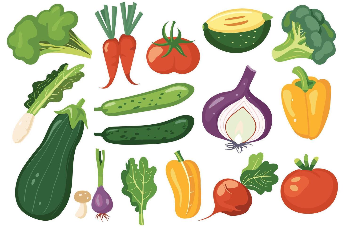 kinds of fresh vegetable isolated on a white background. vector
