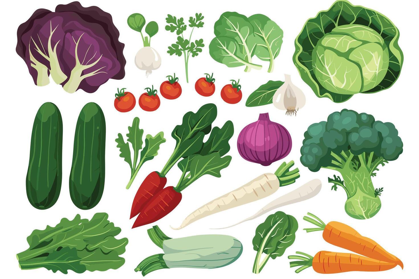 set of fresh vegetables Collection vector