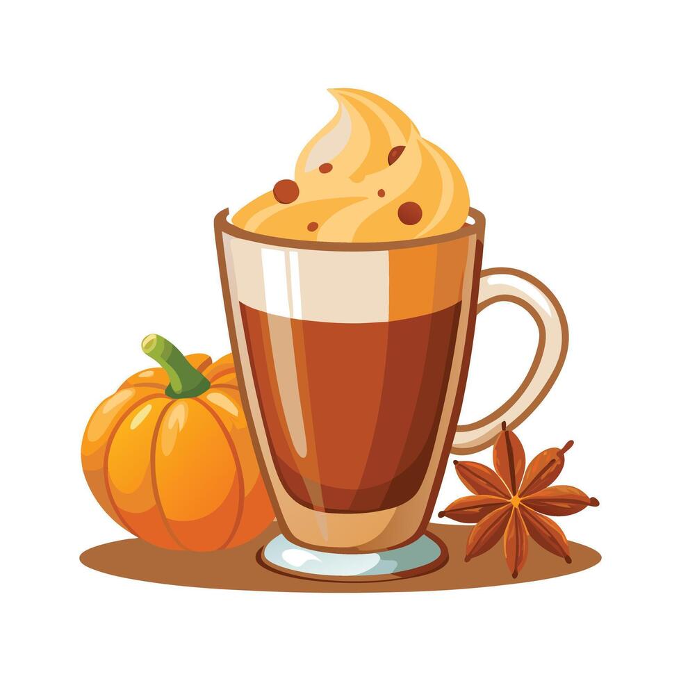 Pumpkin Spice Latte Autumn Coffee Drink vector