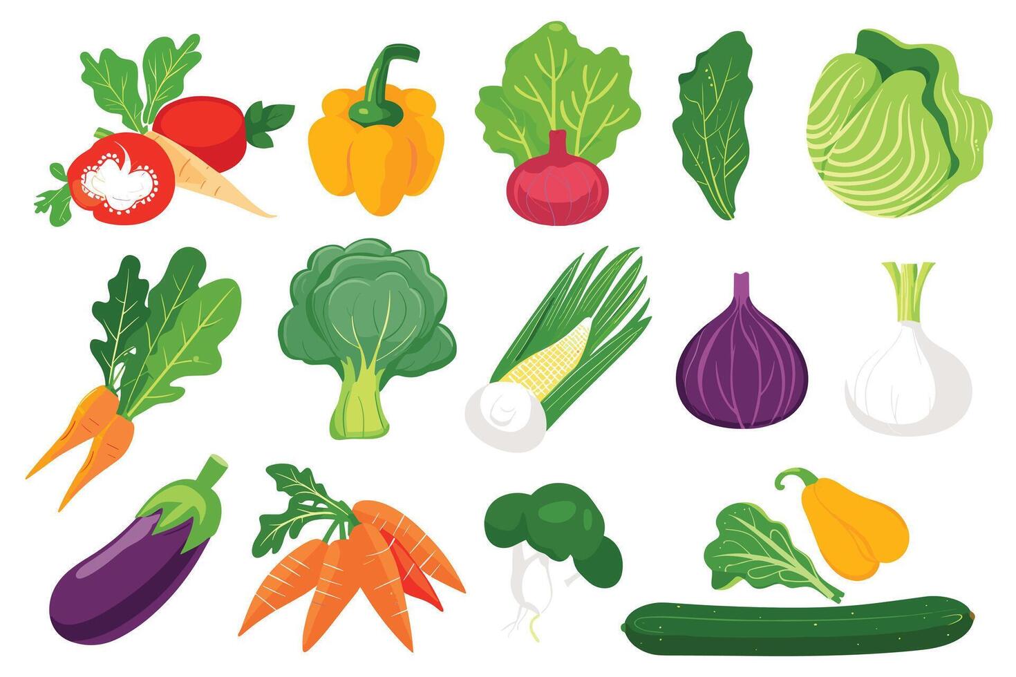 set of fresh vegetables icon vector