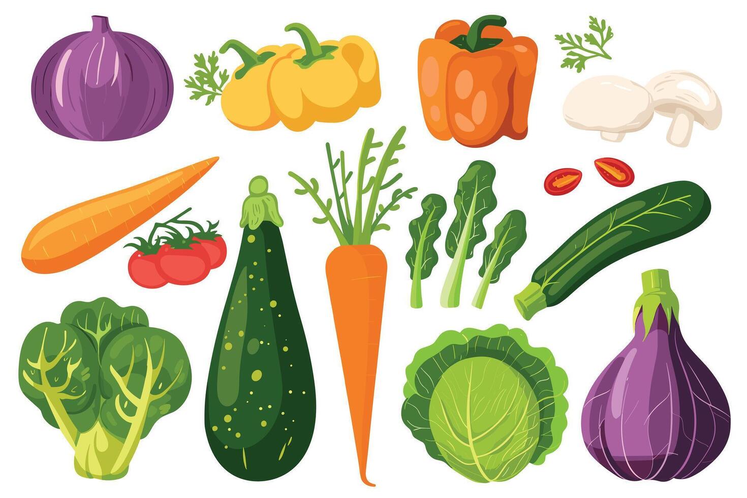 fresh vegetables set vector