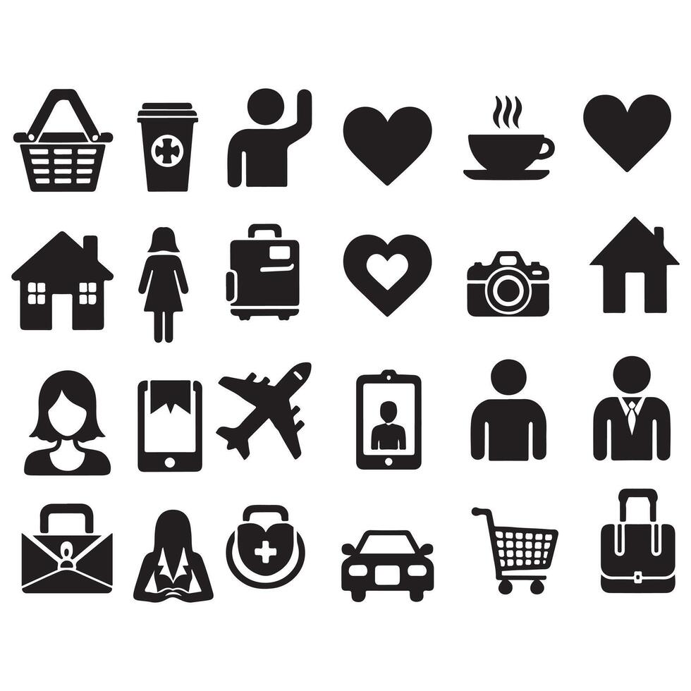 black color icon pack collection design vector