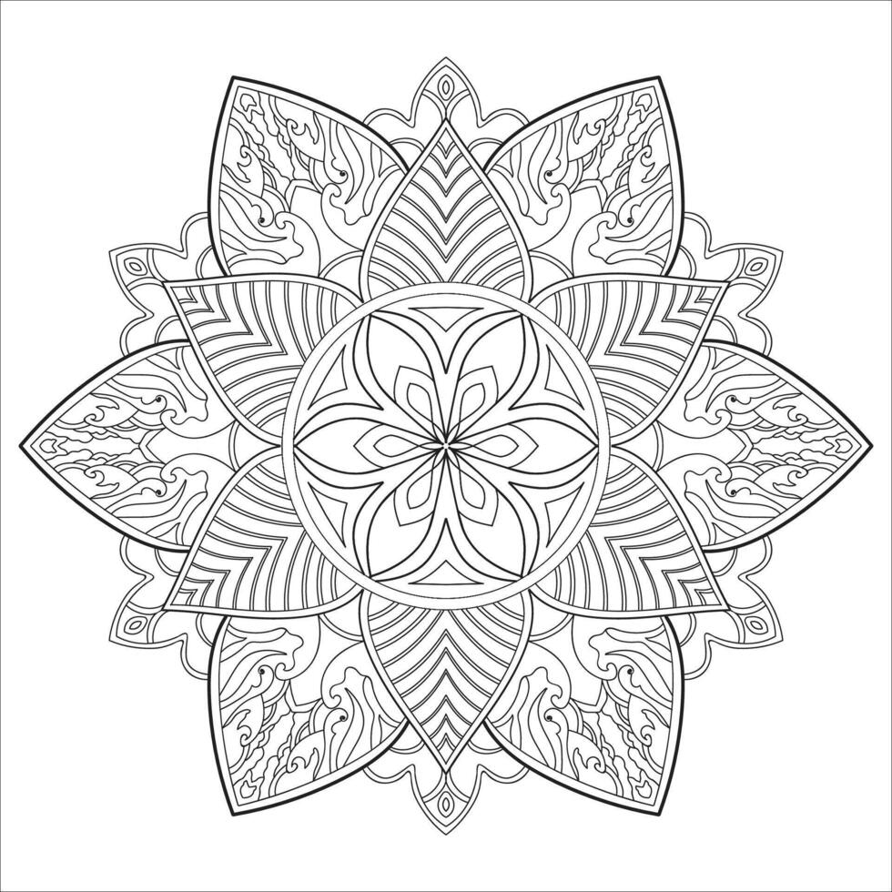 Beautiful mandala adult coloring book, coloring page illustration vector