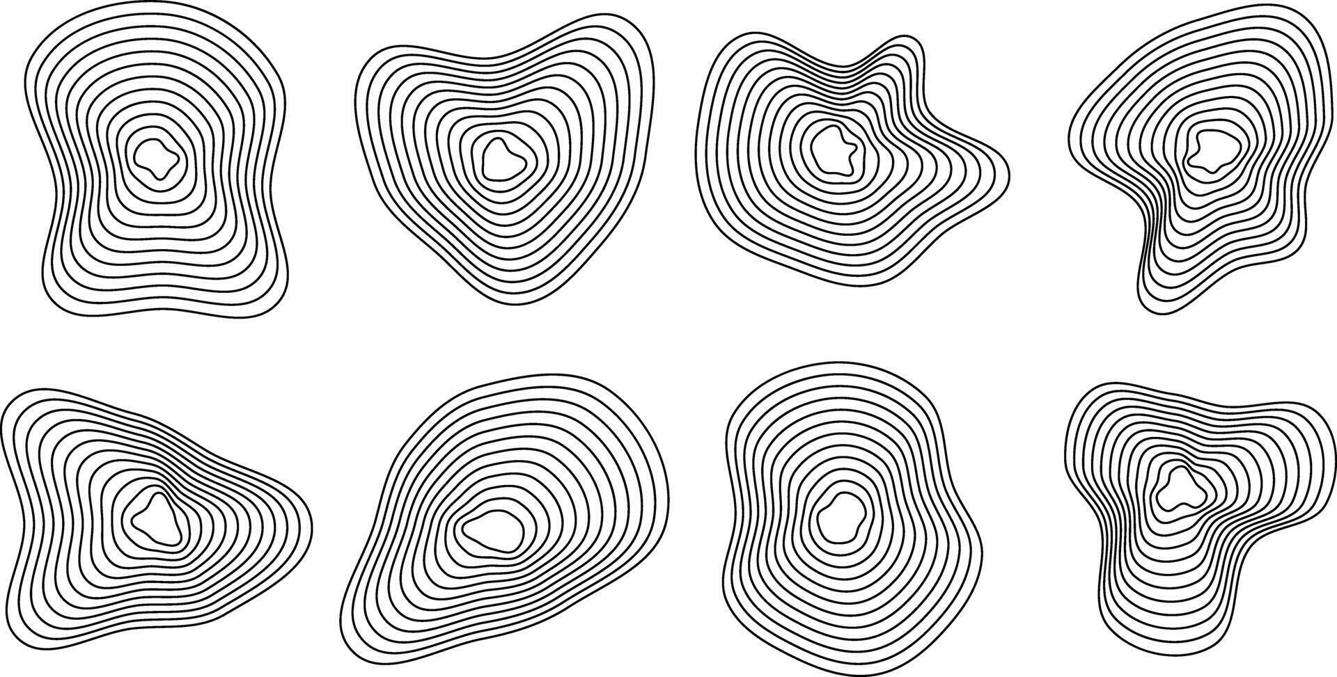 Abstract contour shapes. Natural texture lines outline illustration bundle. vector
