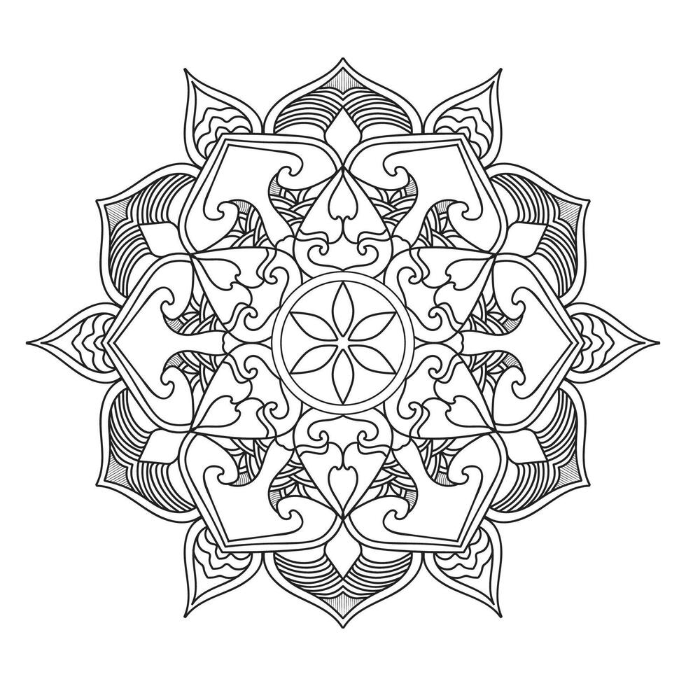 Black complex doodle mandala on a transparent white background vector